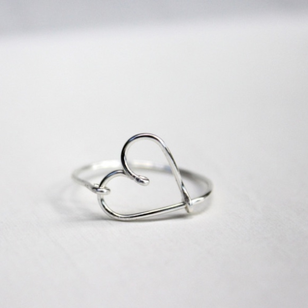Dainty Sterling silver Heart shaped ring handmade